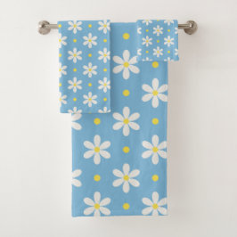 Conjunto De Toalhas Padrão de Margaridas Brancas Fundo Personalizado
