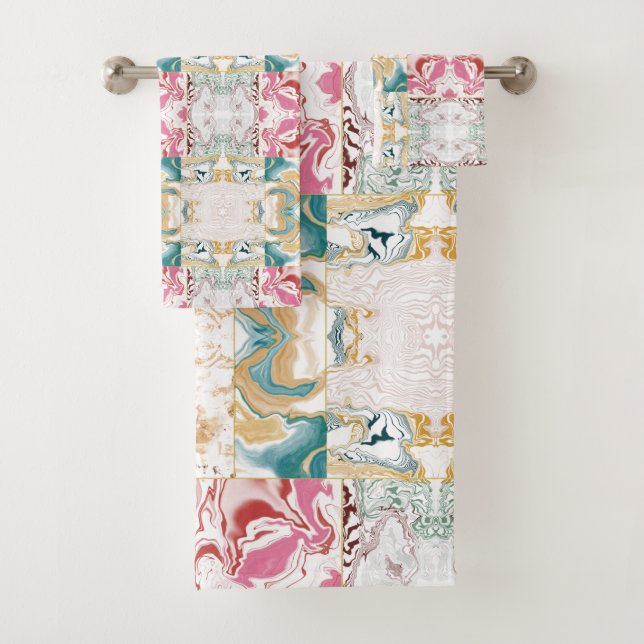 Conjunto De Toalhas Padrão de mármore colorido moderno (Insitu)