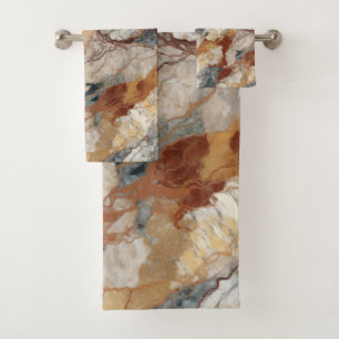 Conjunto De Toalhas Padrão de Mármore de Pedra Natural Elegante