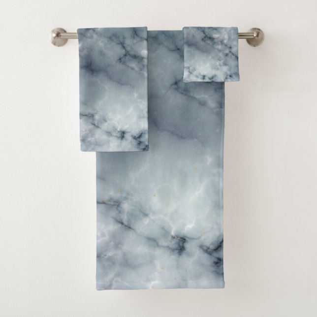 Conjunto De Toalhas Padrão de Mármore Preto e Branco Cinza (Insitu)