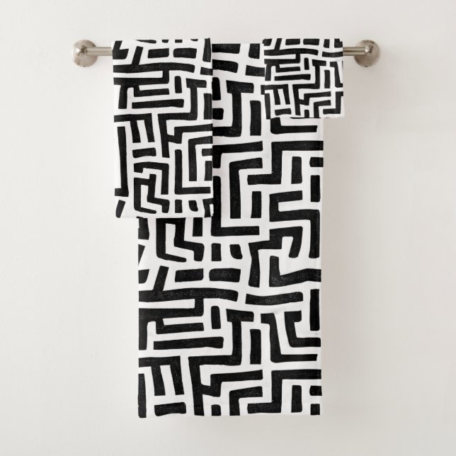 Conjunto De Toalhas Padrão de Maze Pop de Arte Negra (Insitu)