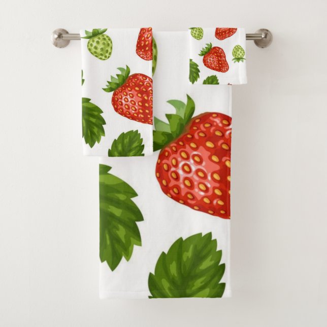 Conjunto De Toalhas Padrão de morango (Insitu)
