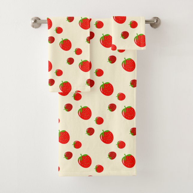 Conjunto De Toalhas Padrão de morango vermelho a rosa pálido (Insitu)