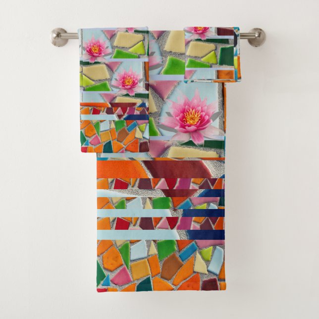 Conjunto De Toalhas Padrão de Mosaico Abstrato de Água (Insitu)