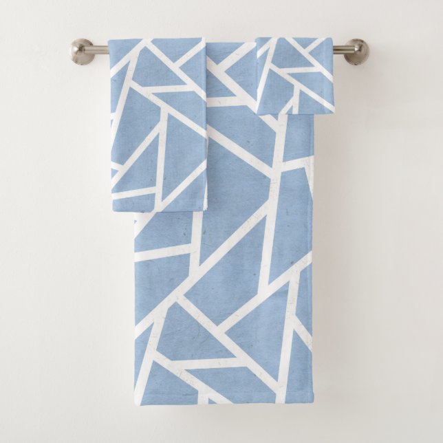 Conjunto De Toalhas Padrão de mosaico branco e azul pálido (Insitu)