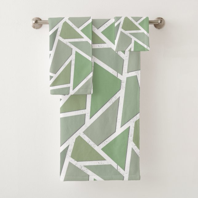 Conjunto De Toalhas Padrão de mosaico verde-oliva (Insitu)