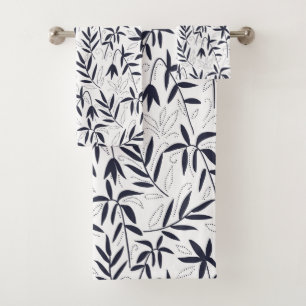 Conjunto De Toalhas Padrão de mudas de bambu branco e azul