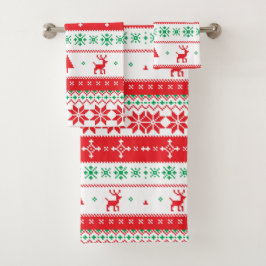 Conjunto De Toalhas Padrão de Natal Colorido