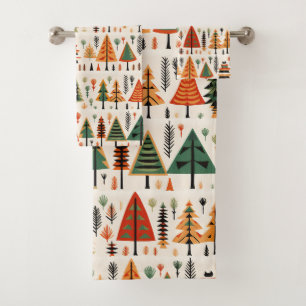 Conjunto De Toalhas Padrão de Natal de Arte Folclórica Escandinava