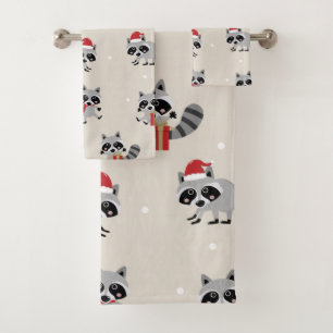 Conjunto De Toalhas Padrão de Natal de Guaxinim