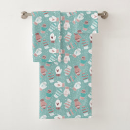 Conjunto De Toalhas Padrão de Natal do inverno em Mint