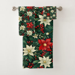 Conjunto De Toalhas Padrão de Natal Floral
