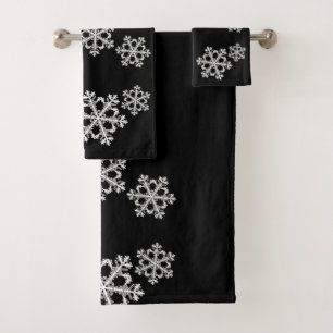 Conjunto De Toalhas Padrão de Natal Monocromático Minimalista do Floco