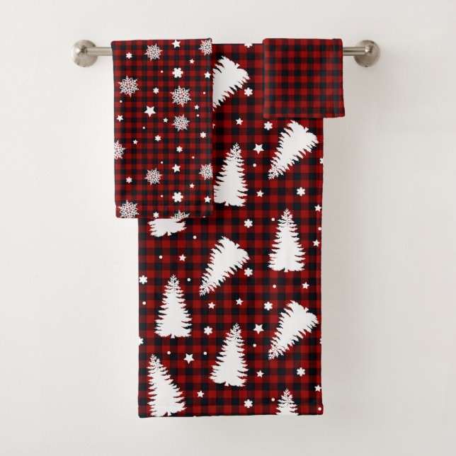 Conjunto De Toalhas Padrão de Natal Vermelho  (Insitu)