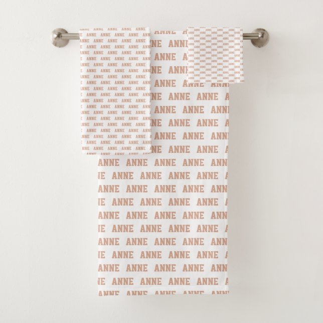 Conjunto De Toalhas Padrão de Nome Rosa Empoeirado Moderno (Insitu)