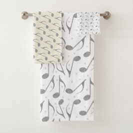 Conjunto De Toalhas Padrão de Notas Musicais Xadrez Houndstooth
