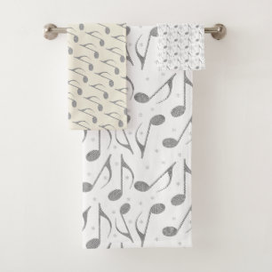 Conjunto De Toalhas Padrão de Notas Musicais Xadrez Houndstooth