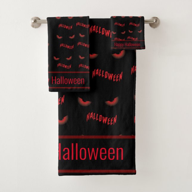 Conjunto De Toalhas Padrão de Olhos Assustadores do Halloween (Insitu)