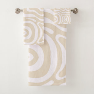 Conjunto De Toalhas Padrão de onda de Abstrato cor-de-rosa com champan