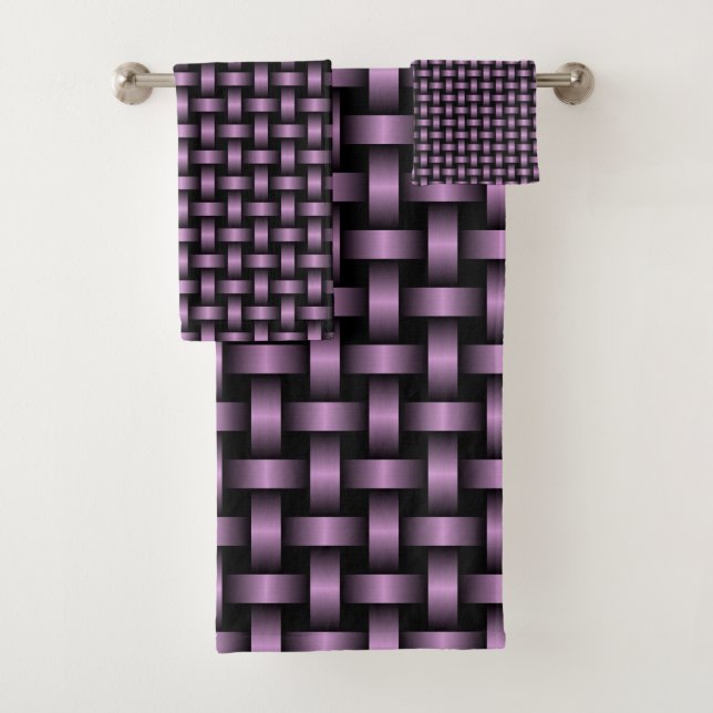 Conjunto De Toalhas Padrão de Onda Preta Roxo (Insitu)