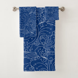 Conjunto De Toalhas Padrão de ondas de água abstrato