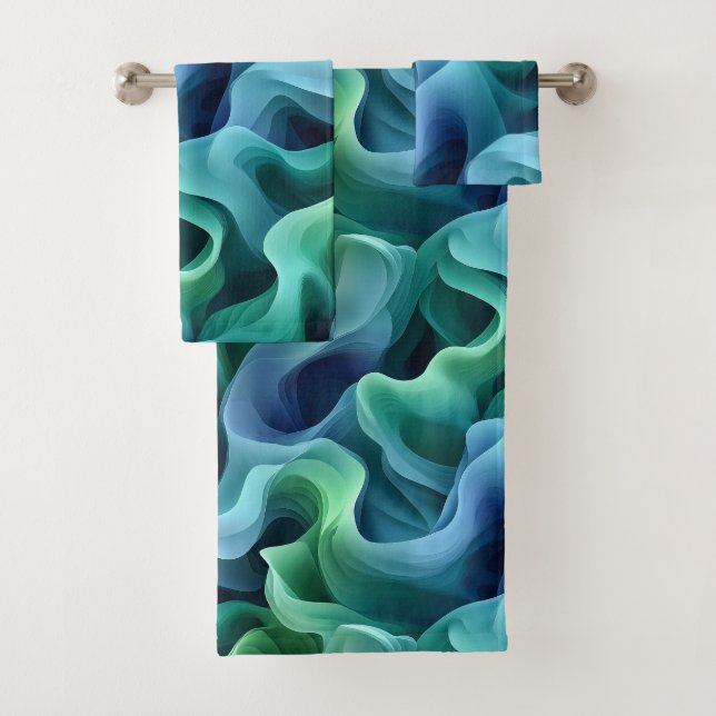 Conjunto De Toalhas Padrão de Ondas Gradientes de Abstrato de Brilho O (Insitu)