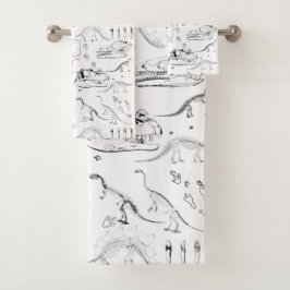 Conjunto De Toalhas Padrão de Ossos Fósseis do Dinossauro