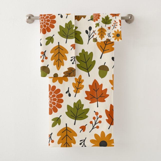 Conjunto De Toalhas Padrão de outono Floral (Insitu)