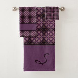 Conjunto De Toalhas Padrão de Paixão de Diamante Roxo