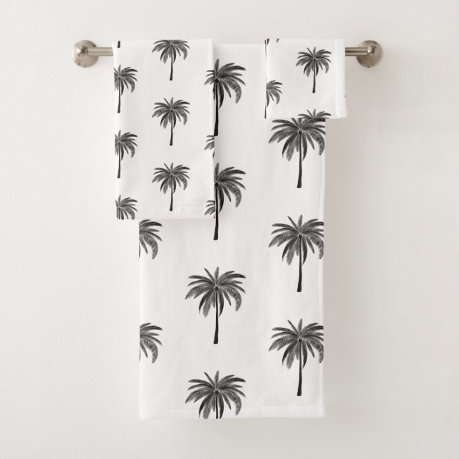 Conjunto De Toalhas Padrão de Palmeira Preta (Insitu)