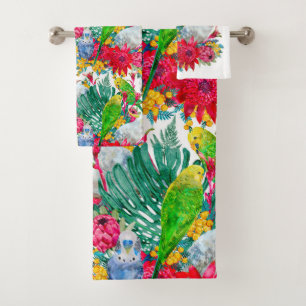 Conjunto De Toalhas Padrão de papagaio tropical de Verão australiano