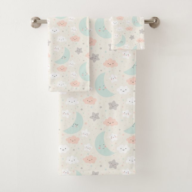 Conjunto De Toalhas Padrão de Pastel Céu Sorridente (Insitu)