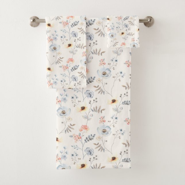 Conjunto De Toalhas Padrão de Pastel Poppy Floral Garden (Insitu)