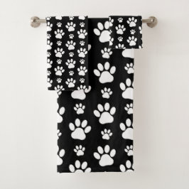 Conjunto De Toalhas Padrão de pata, impressões de pata, patas de cão, 