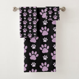 Conjunto De Toalhas Padrão De Patas, Patas Liláticas, Patas Cachorros,