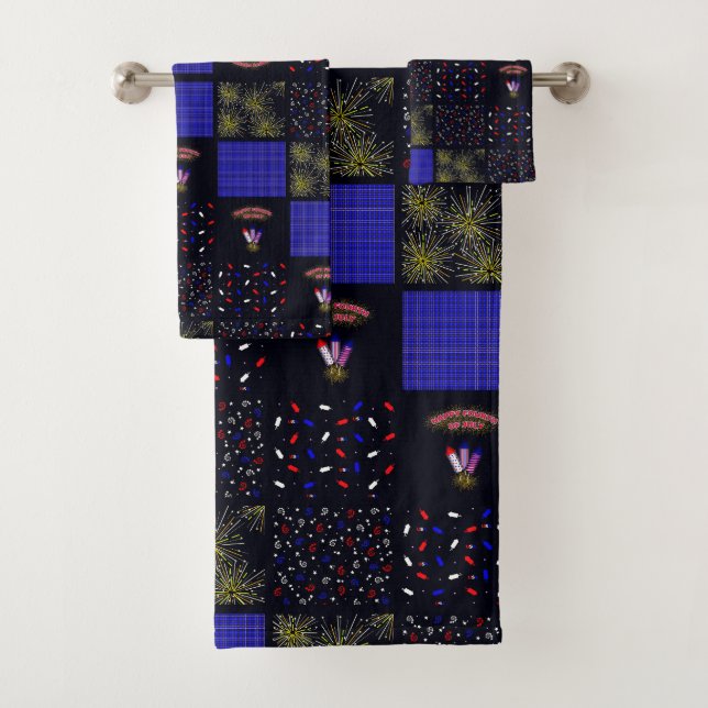 Conjunto De Toalhas Padrão de patch do quarto de julho - 4 de julho (Insitu)