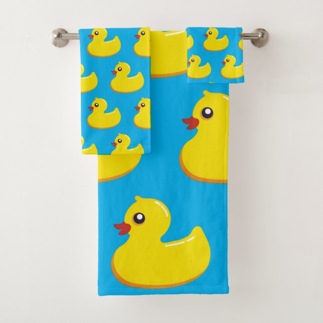 Conjunto De Toalhas padrão de pato de borracha amarelo  (Insitu)