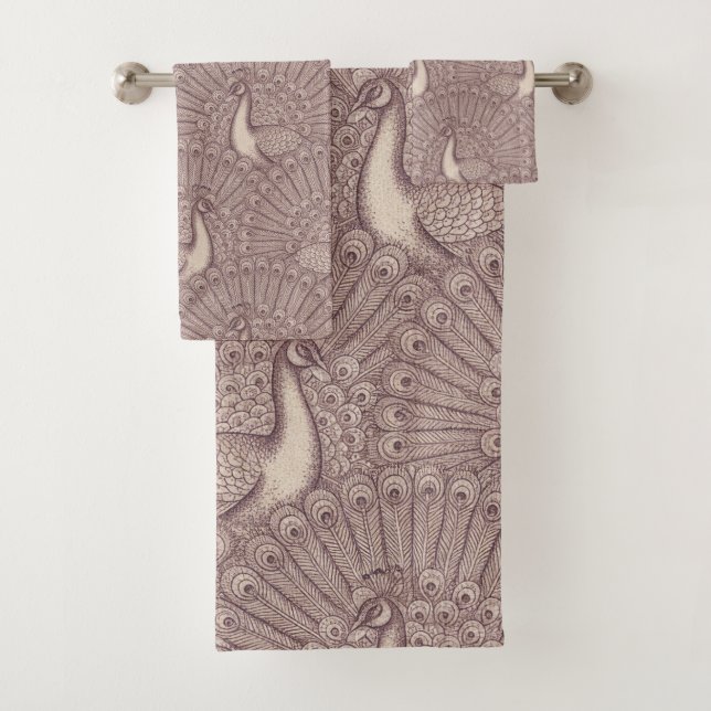 Conjunto De Toalhas padrão de pavão (Insitu)