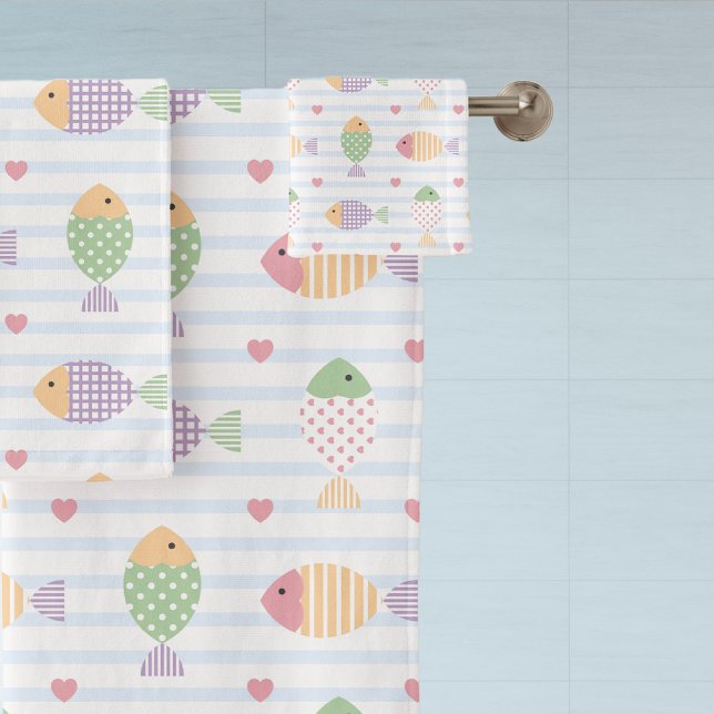 Conjunto De Toalhas Padrão de Peixe Náutico Divertido (Criador carregado)