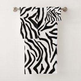 Conjunto De Toalhas Padrão de pelo de zebra preta e branca escondido 