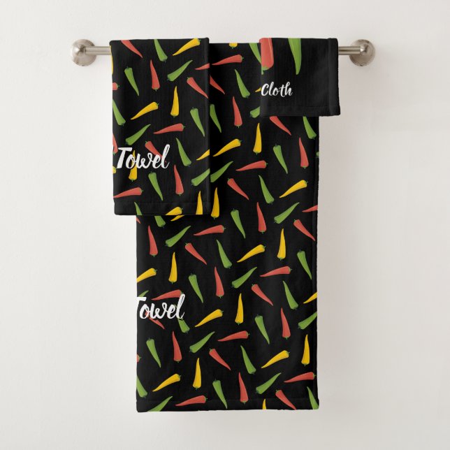 Conjunto De Toalhas Padrão de Pimentos Coloridos (Insitu)