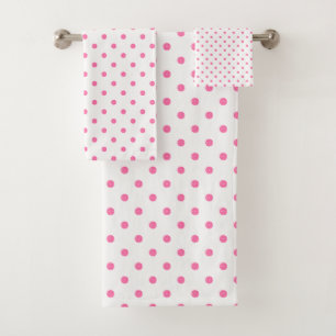 Conjunto De Toalhas Padrão de Polkadots Rosa
