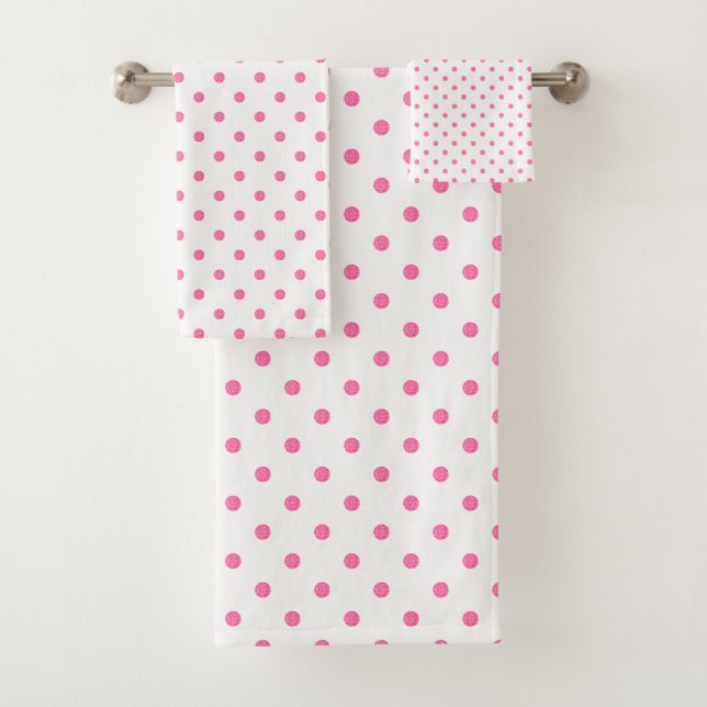 Conjunto De Toalhas Padrão de Polkadots Rosa (Insitu)