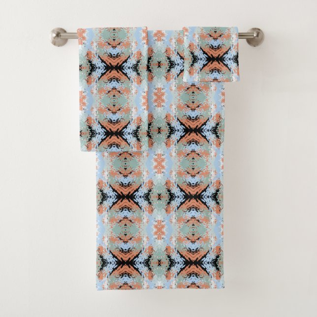 Conjunto De Toalhas Padrão de Pontas Fendidas Abstratas e Pastéis Suav (Insitu)