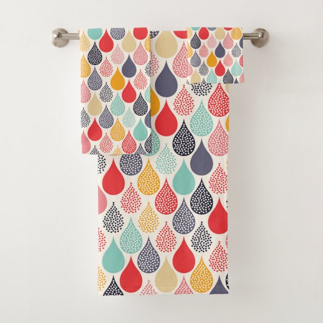 Conjunto De Toalhas Padrão de Ponto de Arte do Pop do Raindrop (Insitu)