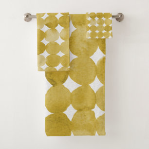 Conjunto De Toalhas Padrão de pontos amarelo de cor d'água de tendênci