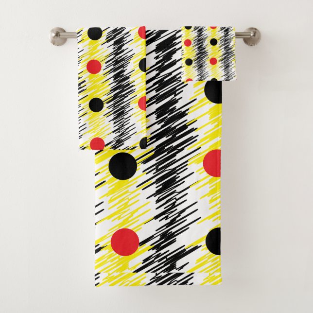 Conjunto De Toalhas Padrão de Pontos de Bolinhas de Rabisco Abstrato (Insitu)