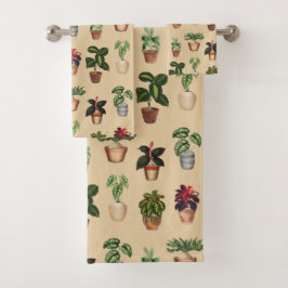 Conjunto De Toalhas Padrão de Potes Terracotta de Plantas Potentes de 