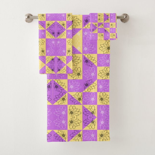 Conjunto De Toalhas Padrão de quadro de controlo sem costura da flor d (Insitu)
