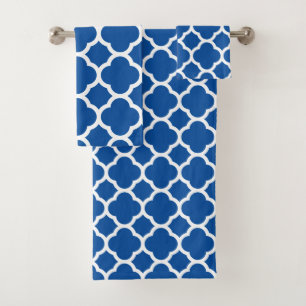 Conjunto De Toalhas Padrão de Quatrefoil Azul-marroquino Elegan